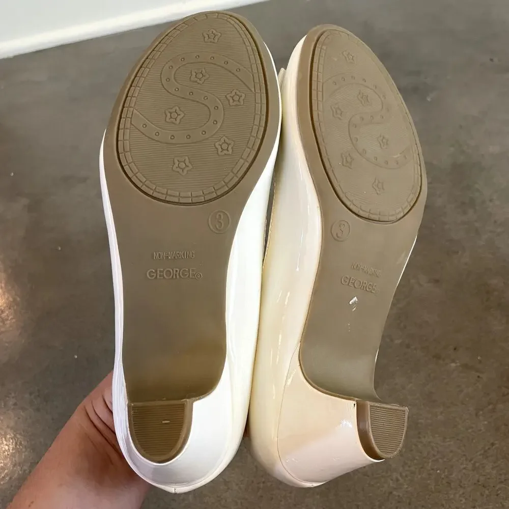 George White Formal Dress Shoes wedding Church shoes Youth Girls 3 NEW